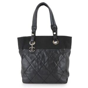 CHANEL Paris Biarritz PM Tote Bag PVC Nylon Leather Black A34208 Purse 90282993